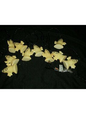 Happy Ghost Garland String Lights Halloween Spooky 9.5' Long Black Haunted House